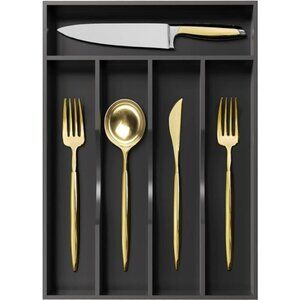 Bamboo Utensil Organizer Tray 10x14 Kitchen Drawer Storage